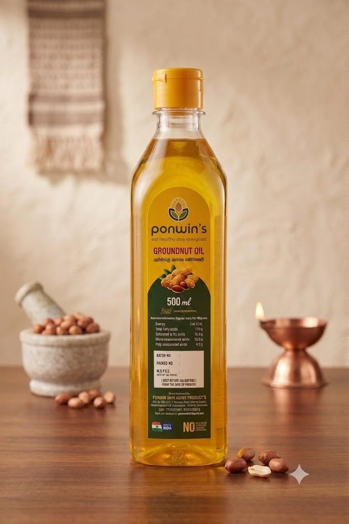 Ponwin's Groundnut Oil, 500 ml bottle
